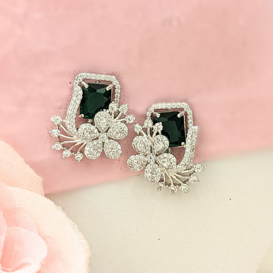 Floral Green Studs